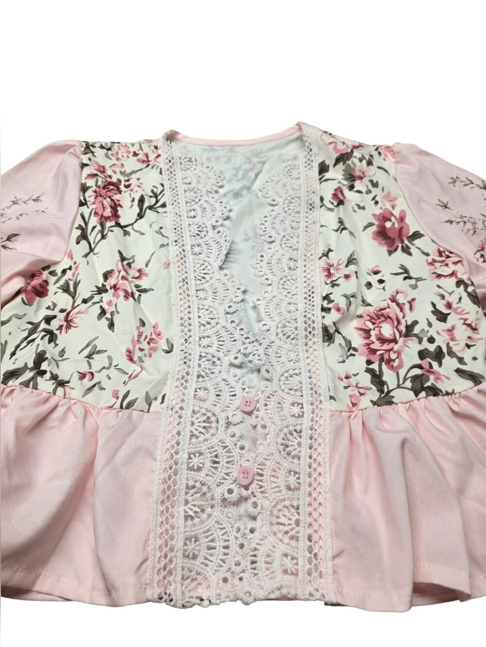 Floral Lace Peplum Crop Top New Medium - Picture 2 of 10
